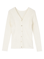 2way細リブVネックカーディガン/ホワイト