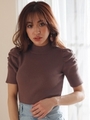 5分袖パワショルニットTOPS/モカ