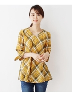 Aラインチェック柄プルオーバー/イエロー(232)