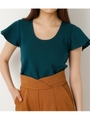 BACK OPEN FRILL TOPS/D/GRN3