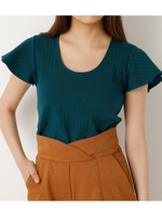 BACK OPEN FRILL TOPS/D/GRN3