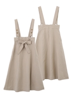 BACK RIBBON JUMPER DRESS/ベージュ