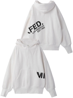 BIG SLEEVE ZIP HOODED TOP/ホワイト