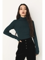 COLOR RIB HIGH NECK KNIT TOPS/GRN