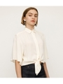 FRONT TIE FLARE SLEEVE TOPS/WHT