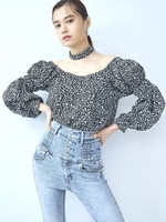 GATHER SLEEVE CHOKER TOPS/MIX