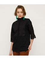 LACE STAND TUNIC/BLK