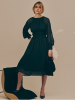 LADYシアージャガードフレアーワンピース/BLK