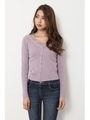Layered Cardigan RIB TOP/L/PUR1