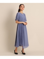 Luxe brille　サイドレースジョーゼットロングドレス/ブルー(092)