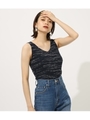 MELANGE KNIT TANK/柄NVY5