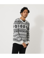 NORDIC PATTERN V／N KNIT/柄WHT5