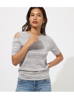 OPEN SHOULDER KNIT TOP/柄GRY5