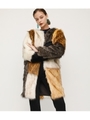 PANEL MIX FAUX FUR COAT/M/BEG7