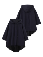 PLEATED HOODED TOP/ネイビー