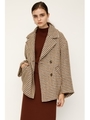 ROVING CHECK OVER COCOON COAT/M/BRN7