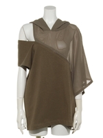 SHOULDER SLIT HOODIE/KHAKI
