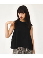 SIDE FRILL CUT TOPS/BLK