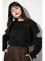 SLEEVE CUTTING TOPS/BLK