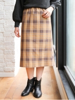 TRチェックタイトスカート/ベージュ
