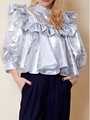 Tinseltown Ruffle Blouse/SILVER