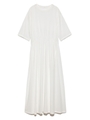 Tシャツライクギャザーボリュームワンピース/WHT