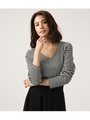 V NECK RIB TOPS/柄BLK5