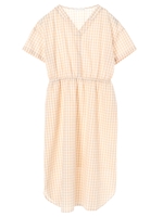 Vネックタックシャツワンピース/ベージュ