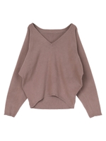 Vネックヘムラインニットプルオーバー/モカ