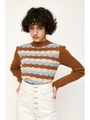 WAVY BORDER トップス/M/BRN7
