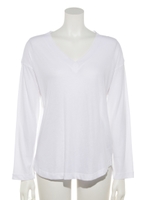 [BED&BREAKFAST]Technorama Cotton Linen V-neck T-Shirts/WHITE