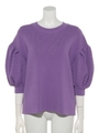 [GREED]Stretch Cable Knit Drop Shoulder Puff Sweater/LAVENDER