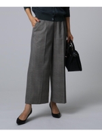 [L]グレンチェック柄ワイドクロップドパンツ/チャコールグレー(214)