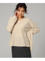 [L]プージヌックラムウールVネックニット/ライトベージュ(051)