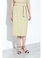 [ウォッシャブル]麻調ジャージースカート/ベージュ(040)