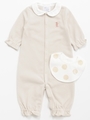 [ベビー・セット商品]ワンポイント刺しゅう長袖2WAYカバーオールスタイセット/生成