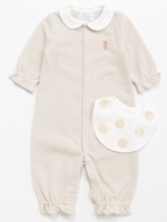 [ベビー・セット商品]ワンポイント刺しゅう長袖2WAYカバーオールスタイセット/生成