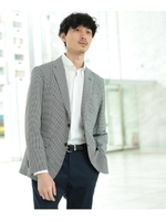 [洗える ストレッチ]CS_番千鳥プリントジャケット Fabric by COOLDOTS(R)/千鳥ブラック(419)