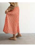 [洗える]スカーフ柄プリーツスカート/ベージュ(152)