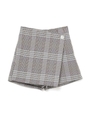 check wrap skirt pants/ブルー