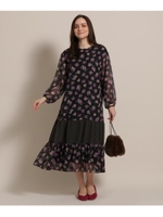 special for anatelier（スペシャルフォーアナトリエ）ローズ&ドットシフォンフレアワンピース/ブラック(019)