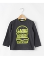 【90-150cm】バーガープリント長袖Ｔシャツ/チャコールグレー(014)