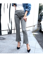 【ANAP】 フロントスリットリブフレアーパンツ/グレー(006)