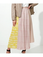 【Alluge】 プリントプリーツラップスカート/ベージュ(005)