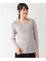 【CLASSY3月号掲載】【洗える・42(LL)WEB限定サイズ】SUPIMA(R) リブ重ねボートネックニット/ライトグレー(011)