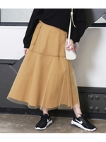 【Factor=】 チュール×ツイルミリタリースカート/ベージュ(005)