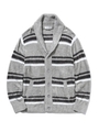 【GELATOPIQUEHOMME】'スムーズィー'ボーダーショールカーディガン/GRY