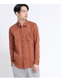 【HERDMANS LINEN】リネン無地＆チェックシャツ（長袖）/レンガ(069)
