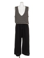 【LOISIR】ニットパンツ/黒×ベージュ