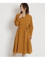 【Lサイズあり】タイプライターワンピース/マスタード(033)